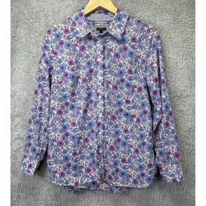 Talbots Modern Classic Shirt Poppy Ditsy Floral Button Up Cotton Medium